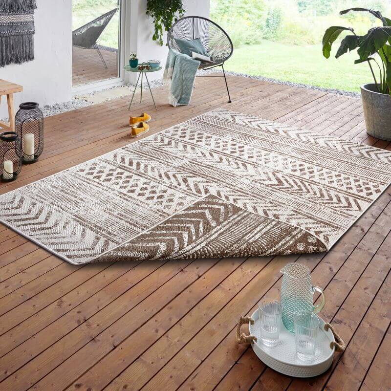 Reversible Geometric Indoor-Outdoor Flatweave Rug - Image 45