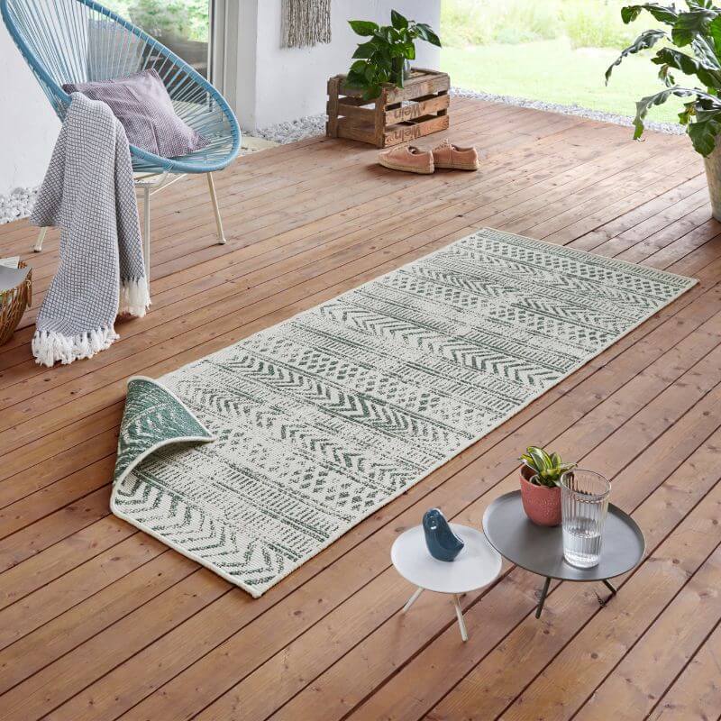 Reversible Geometric Indoor-Outdoor Flatweave Rug - Image 7