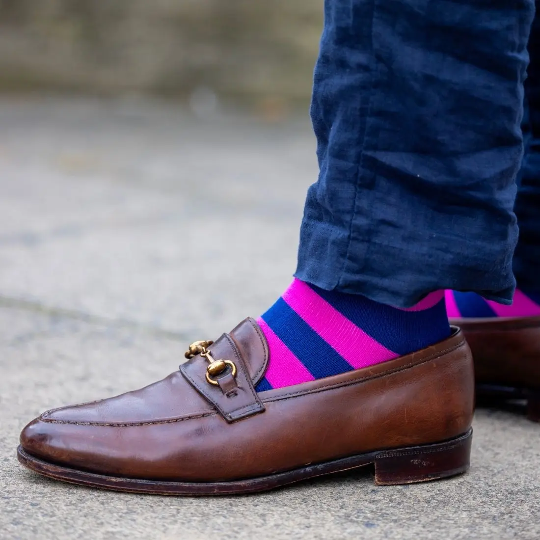 Rich Pink Striped Bamboo Socks (Comfort Cuff) - Image 3