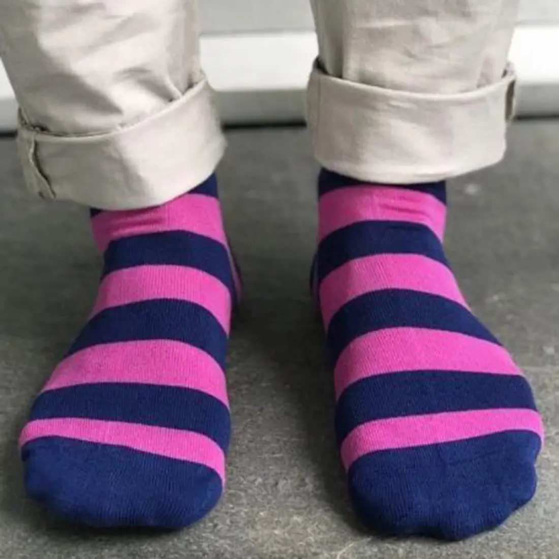 Rich Pink Striped Bamboo Socks (Comfort Cuff) - Image 4