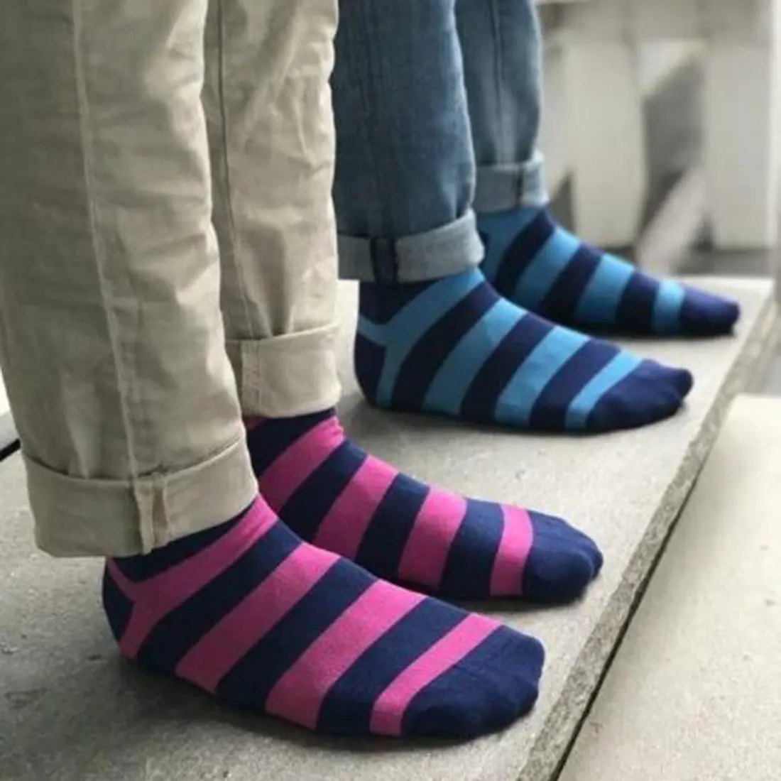 Rich Pink Striped Bamboo Socks (Comfort Cuff) - Image 5