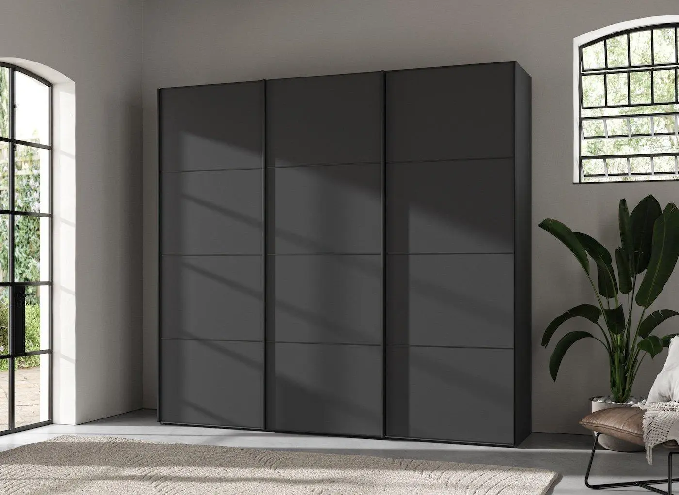 Roberts Large 3-Door Wardrobe - Grey