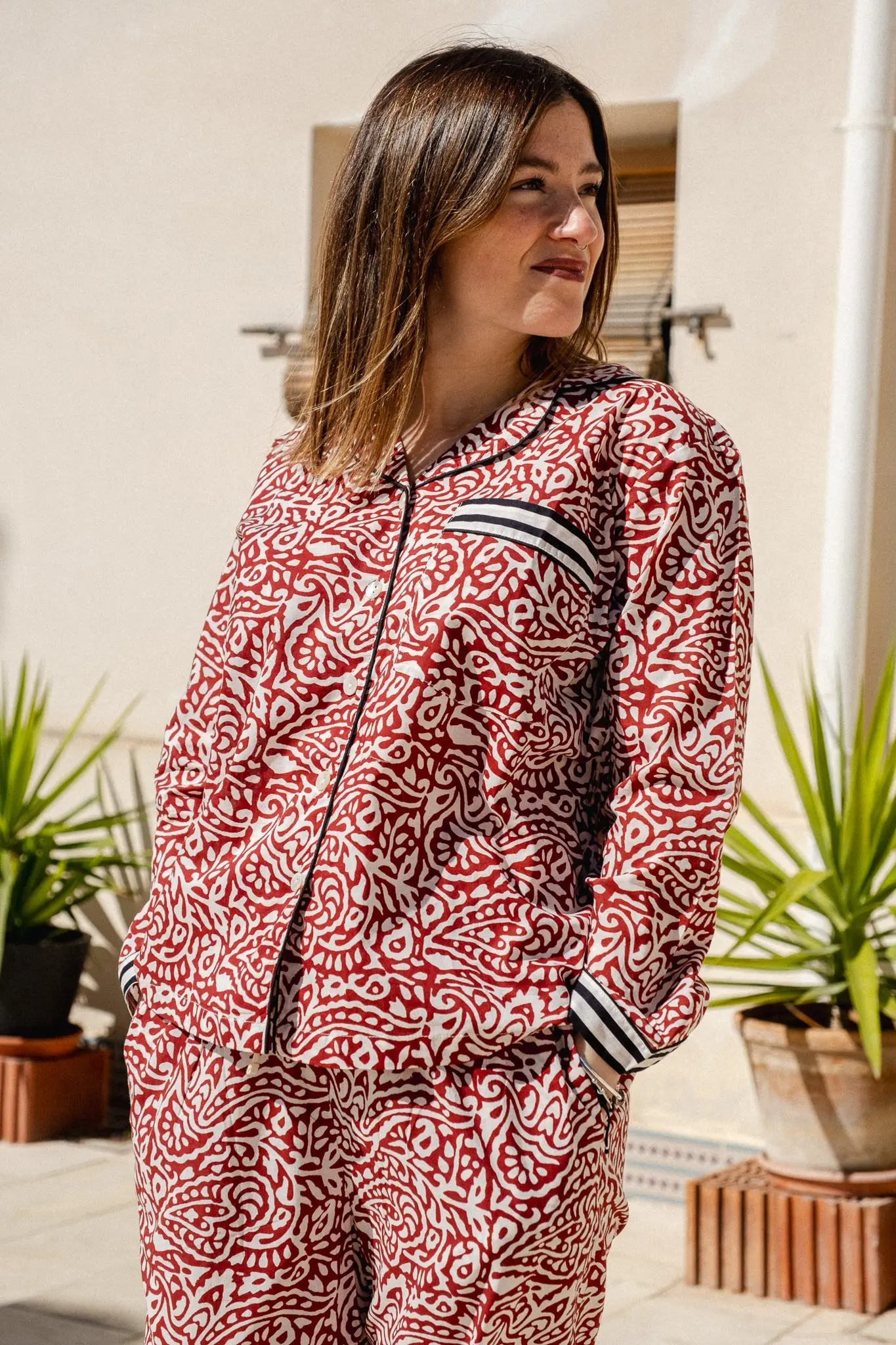 Rojo Paisley Cotton Pyjamas - Image 2