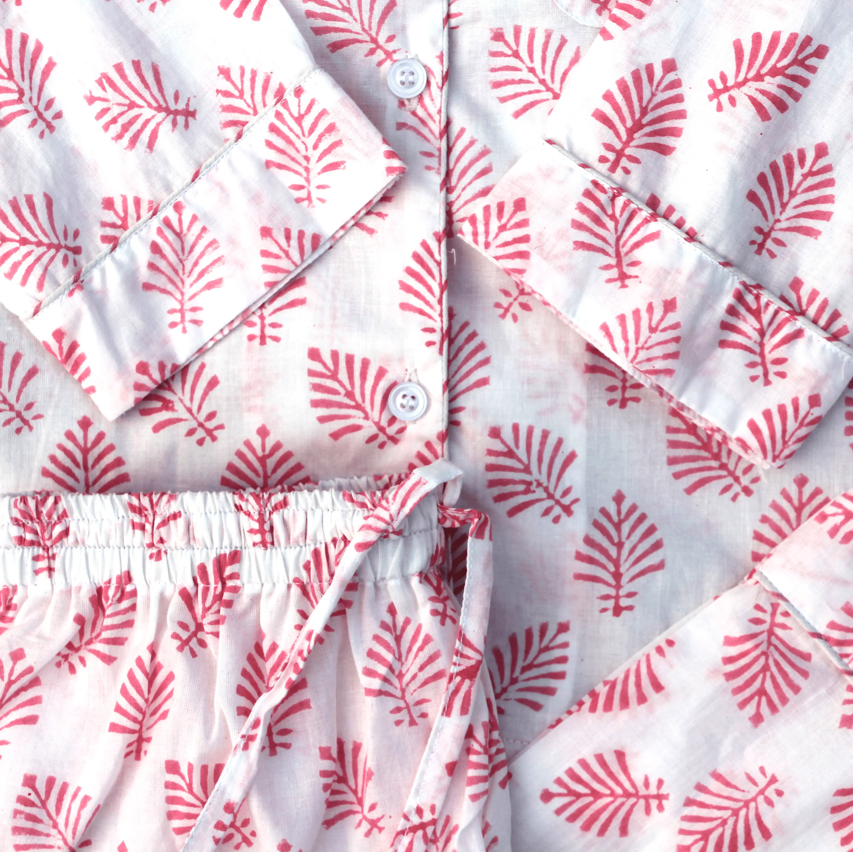 Rose Pink Leaf Children's Pyjama Trouser Set - Image 2
