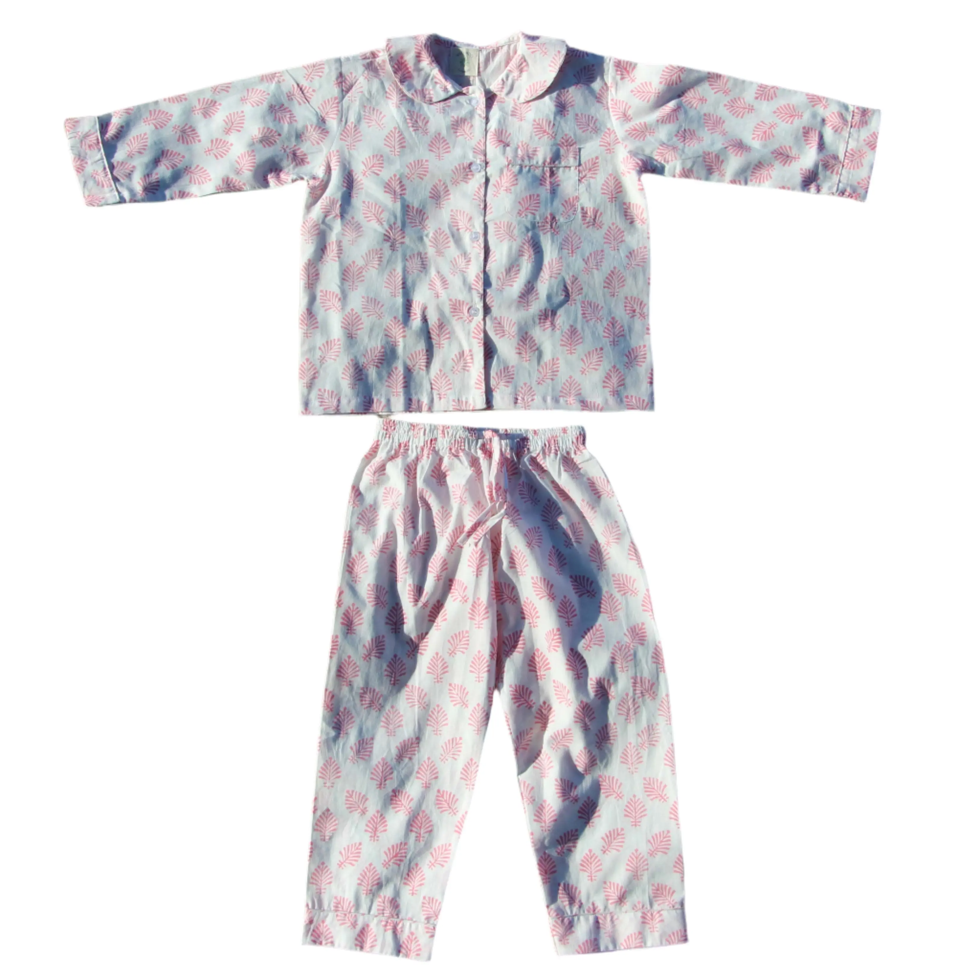 Rose Pink Leaf Children's Pyjama Trouser Set - Image 3