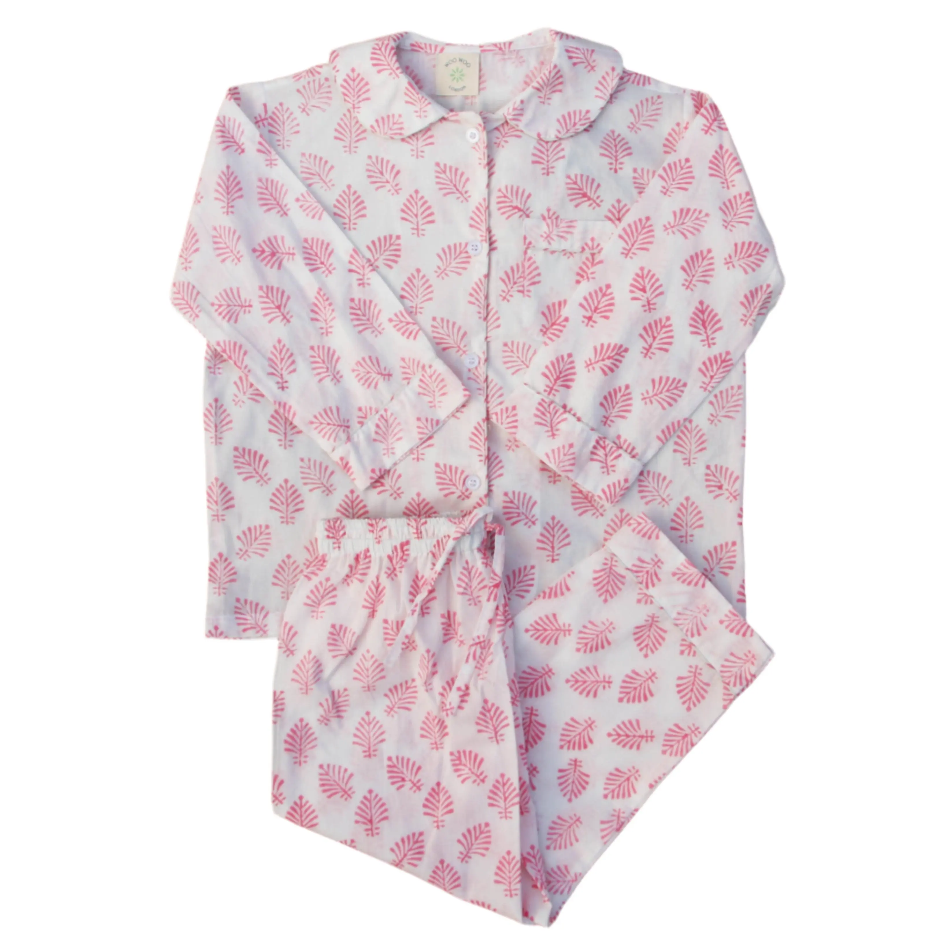 Rose Pink Leaf Children's Pyjama Trouser Set - Image 4