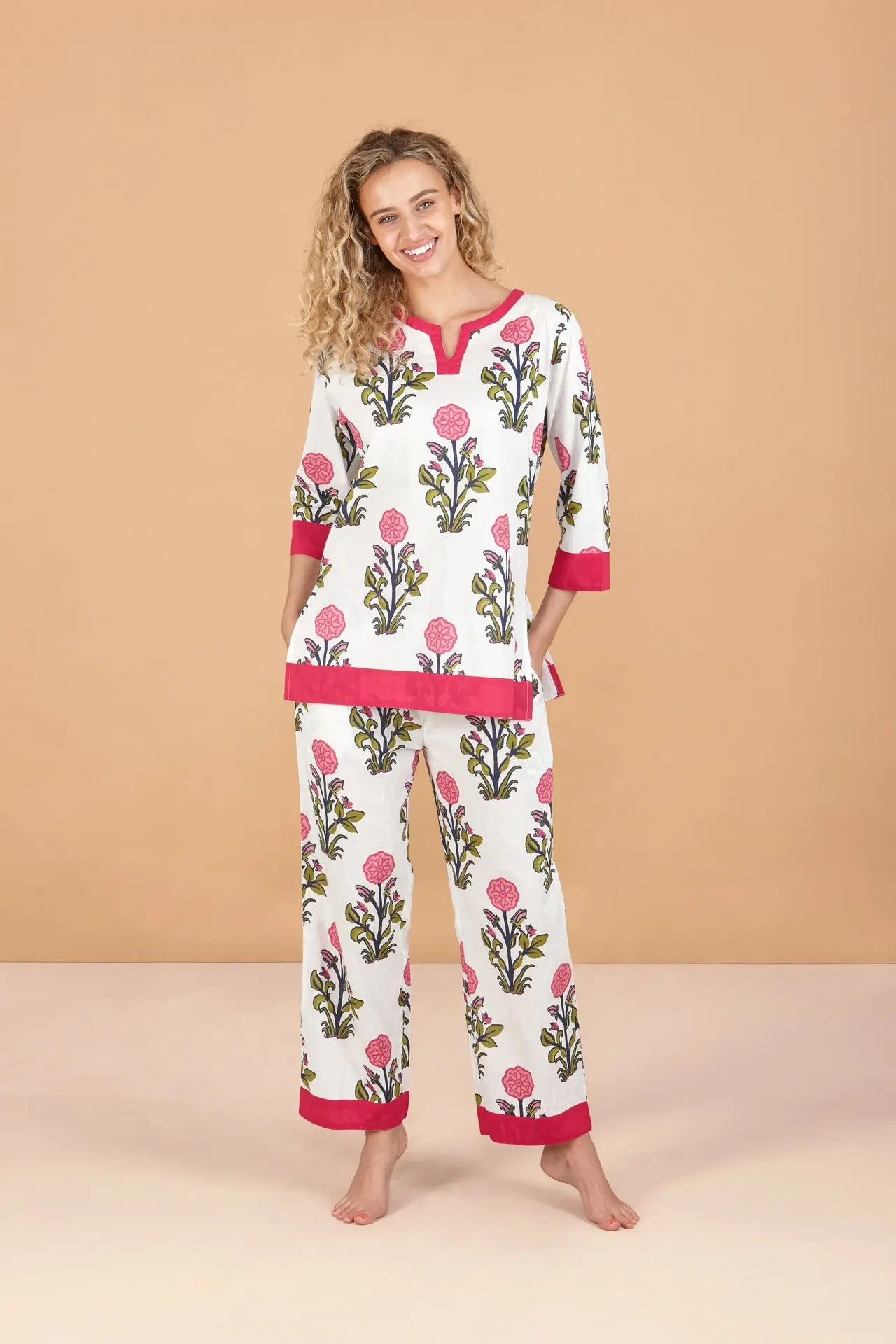 Rosette Bloom Women's Floral Cotton Pyjama Trouser Set