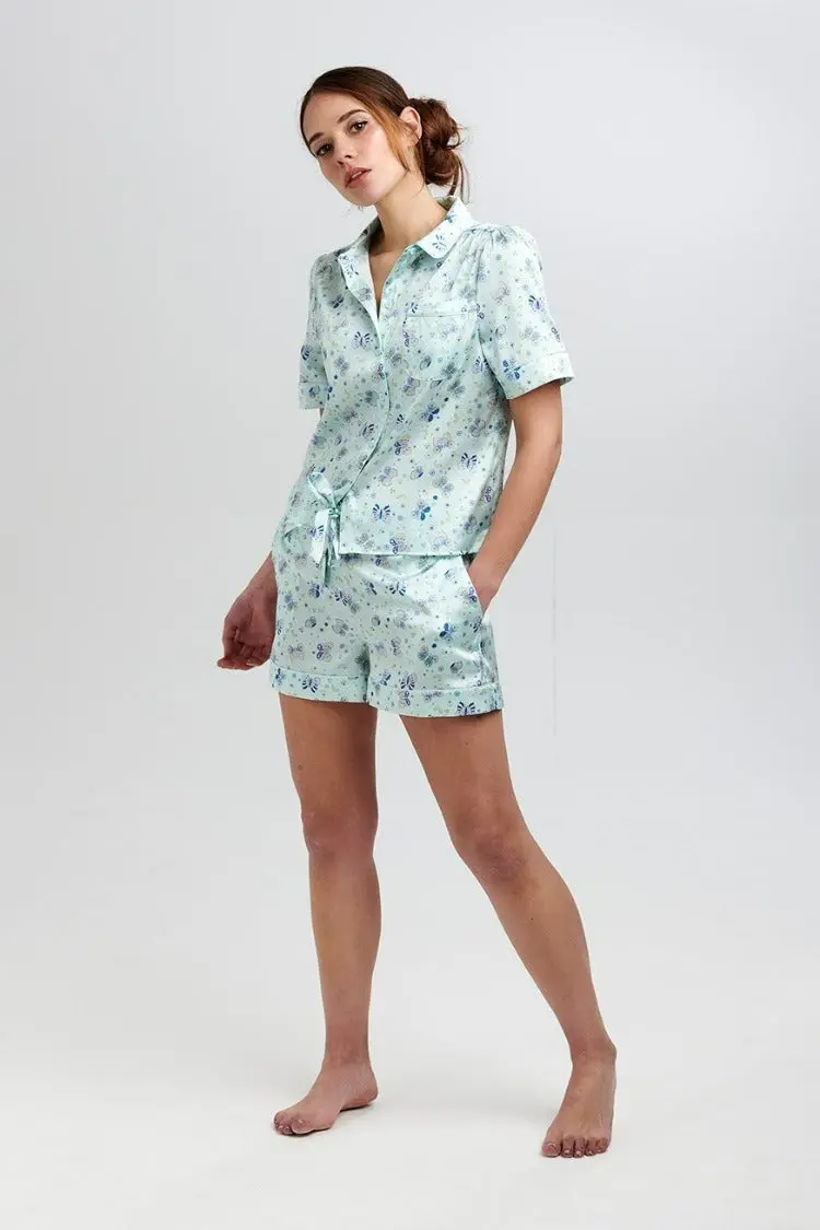 Rosie Glacier Butterfly Women's Silk Pyjama Short