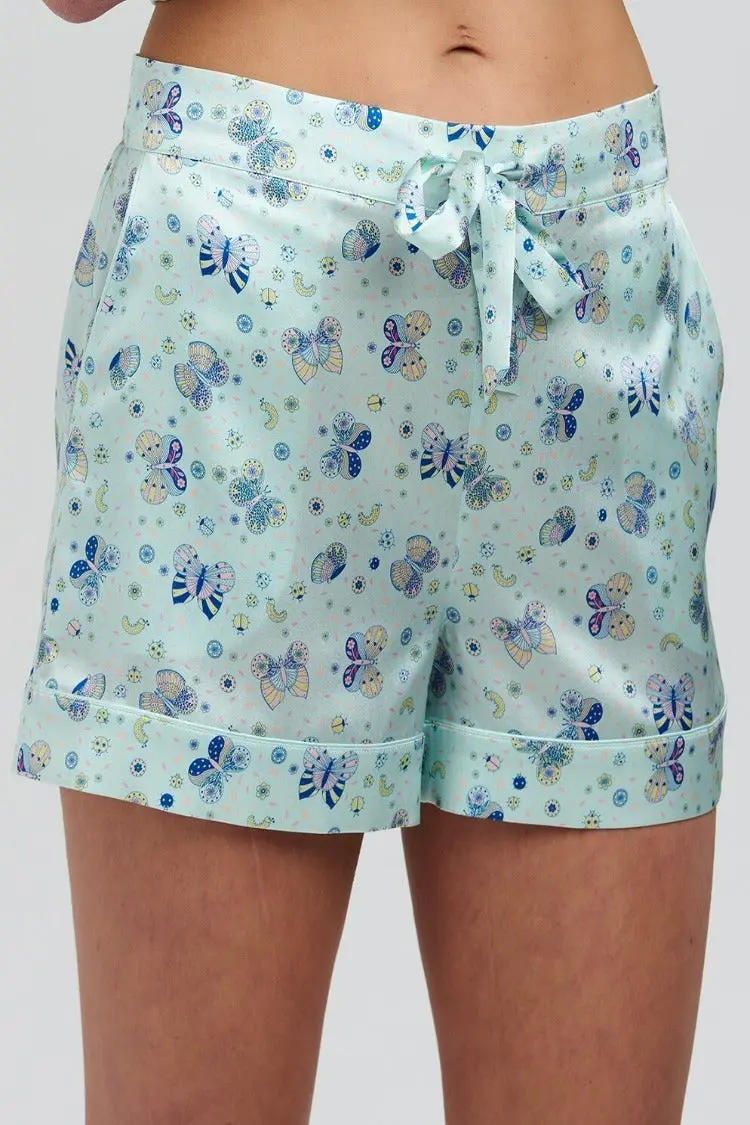 Rosie Glacier Butterfly Women's Silk Pyjama Short - Image 3