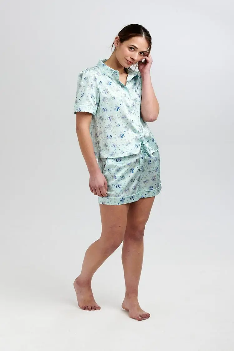 Rosie Glacier Butterfly Women's Silk Pyjama Short - Image 4