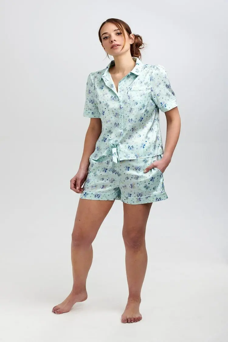 Rosie Glacier Butterfly Women's Silk Pyjama Short - Image 6