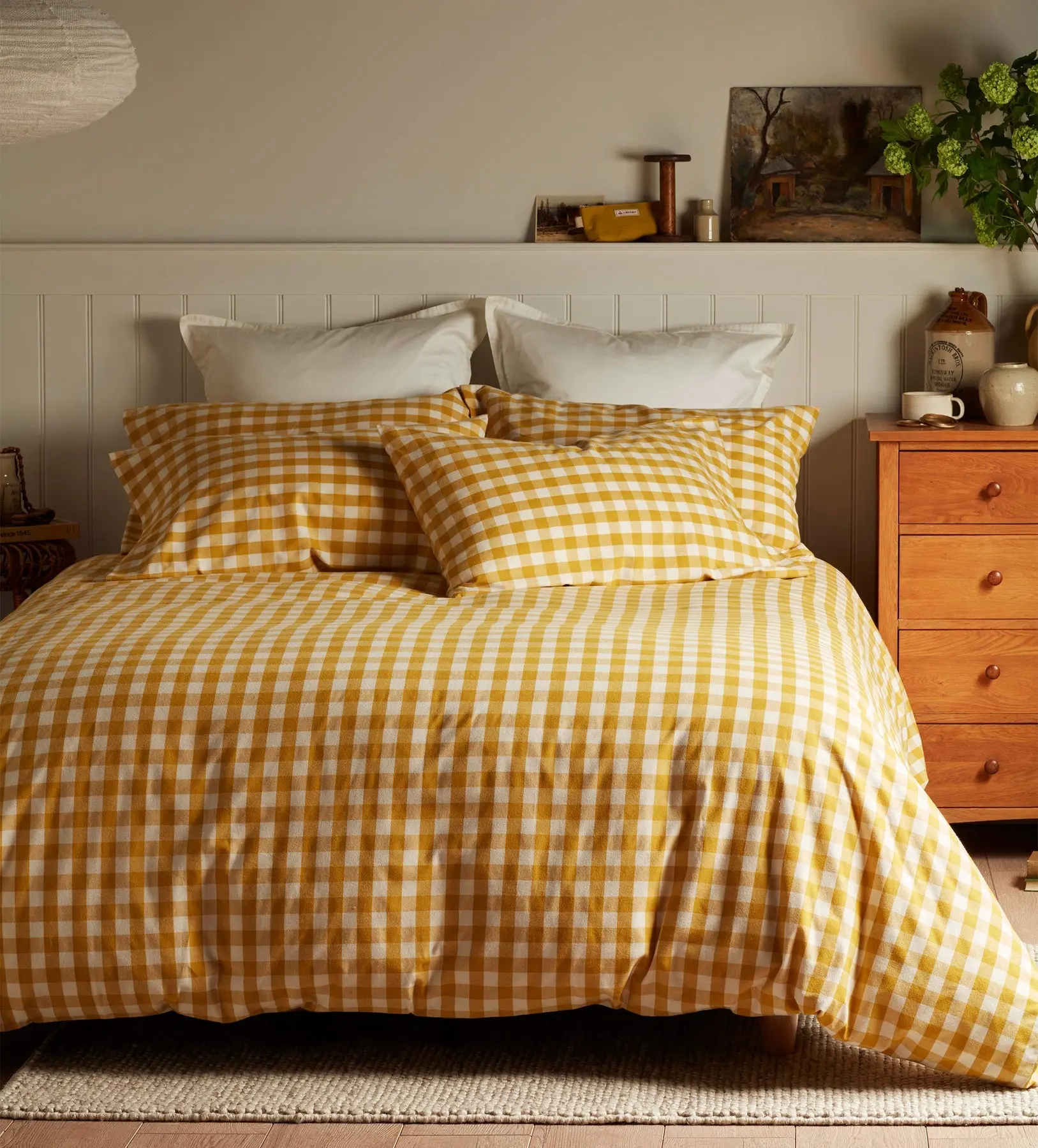 Saffron Gilbert Gingham Brushed 100% Organic Cotton Bed Linen - Image 2