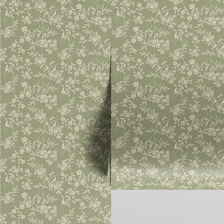 Sage Camille Floral Wallpaper - Image 3