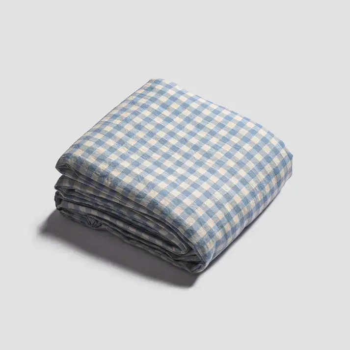 Sage Green Gingham Linen Blend Duvet Cover - Image 21