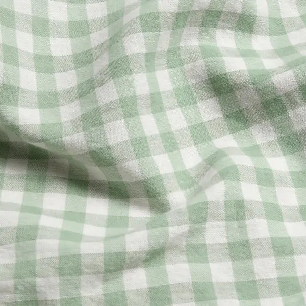 Sage Green Gingham Linen Blend Pillowcase (Pair) - Image 2