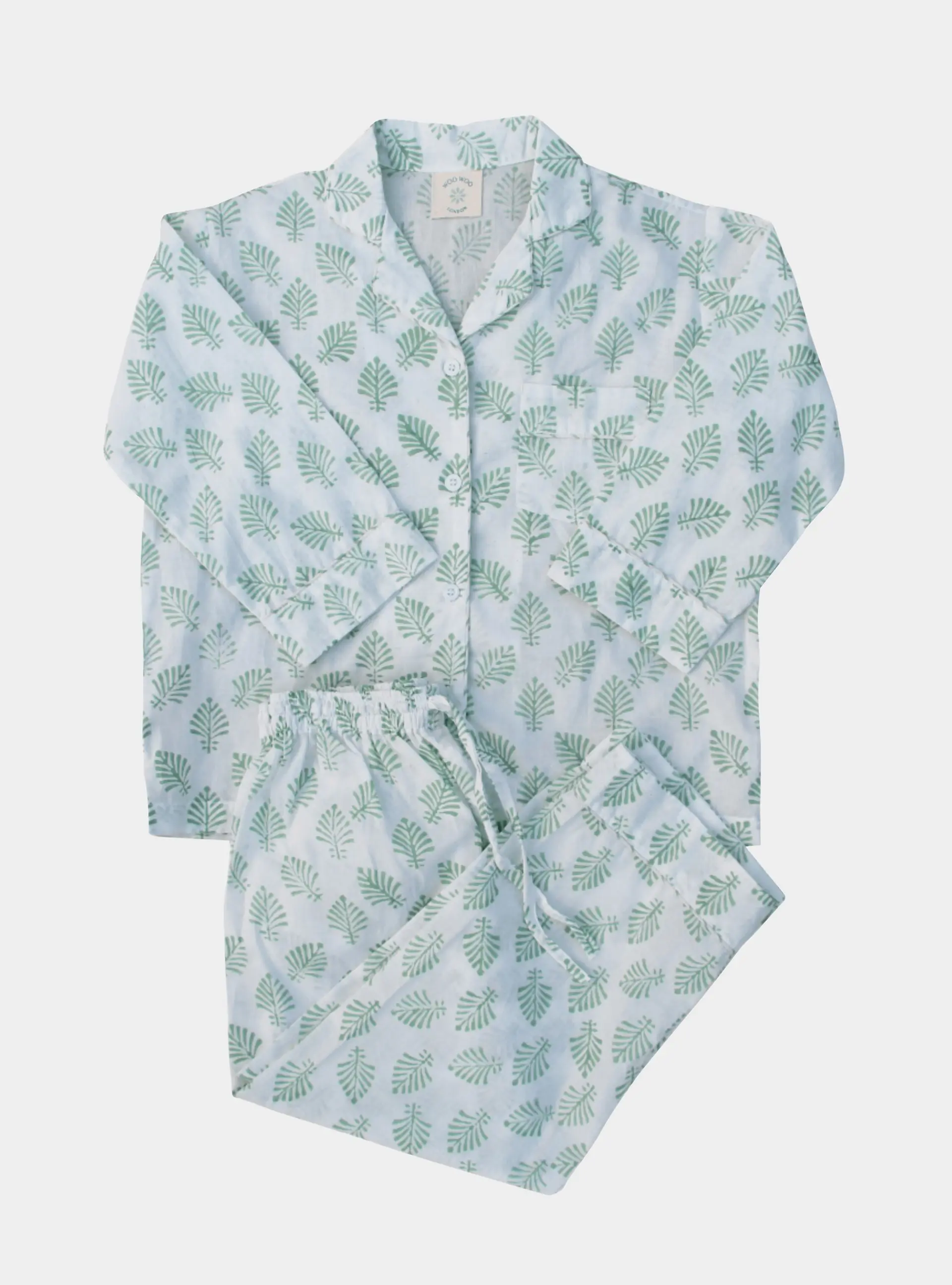 Sage Green Leaf Children's Pyjama Trouser Set