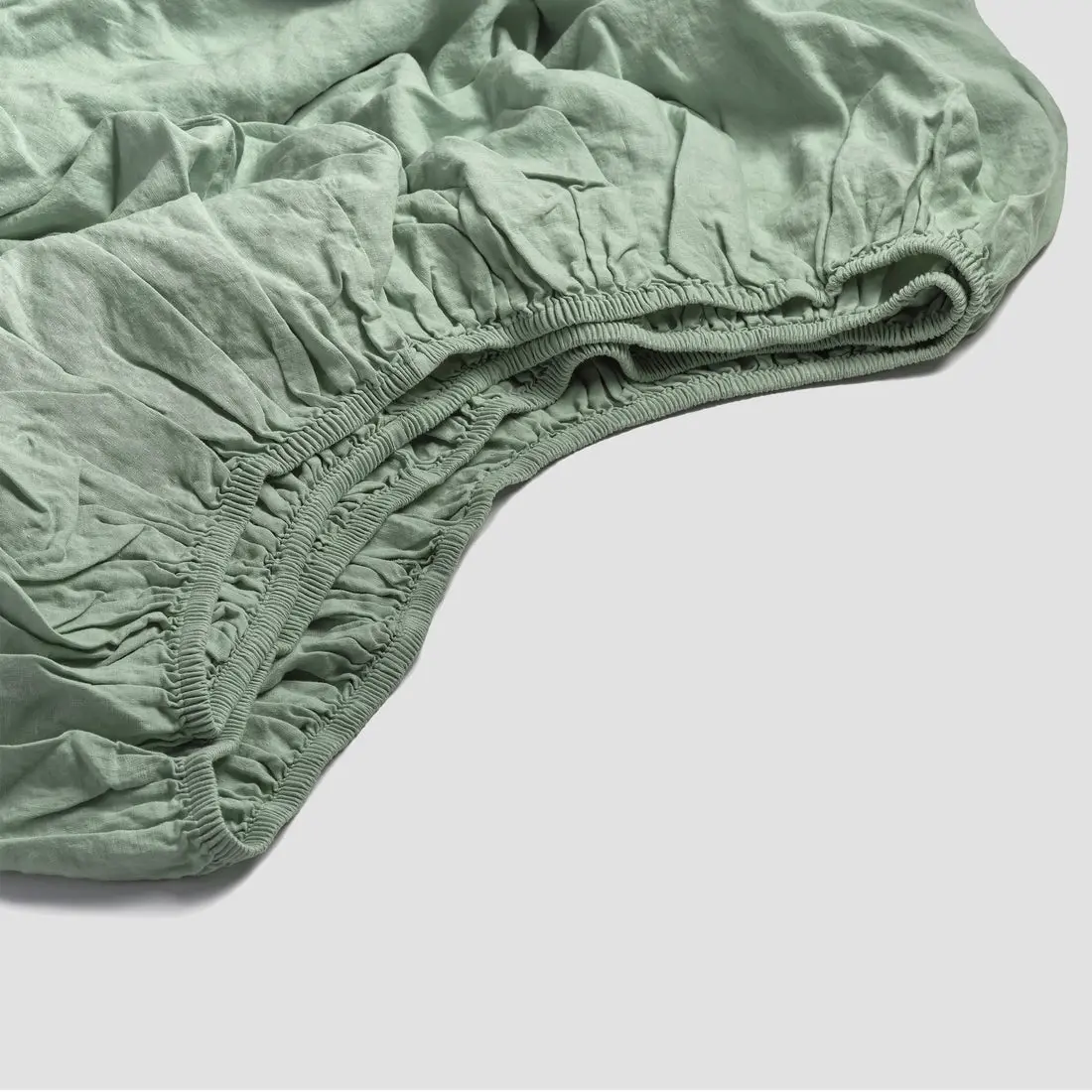 Sage Green Linen Blend Fitted Sheet - Image 3