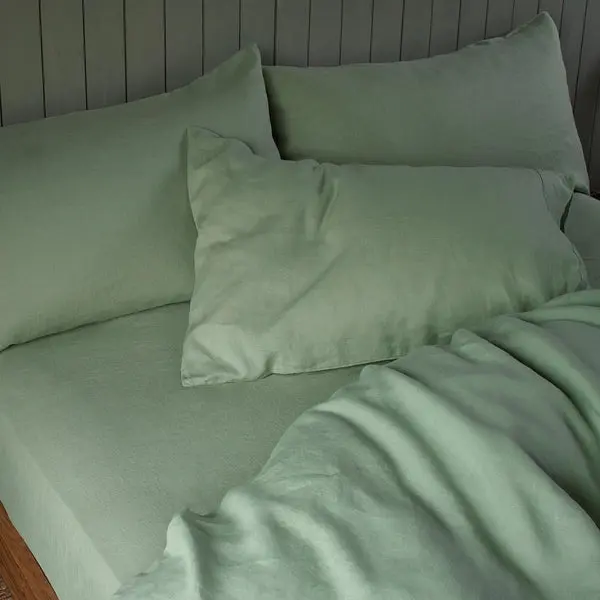 Sage Green Linen Fitted Sheet - Image 3