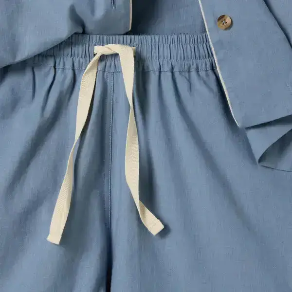Sage Green Linen Blend Women's Pyjama Shorts Set - Image 13