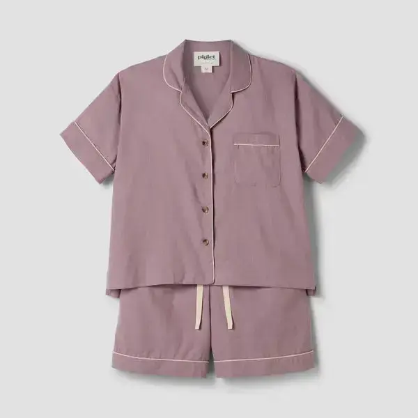 Sage Green Linen Blend Women's Pyjama Shorts Set - Image 8
