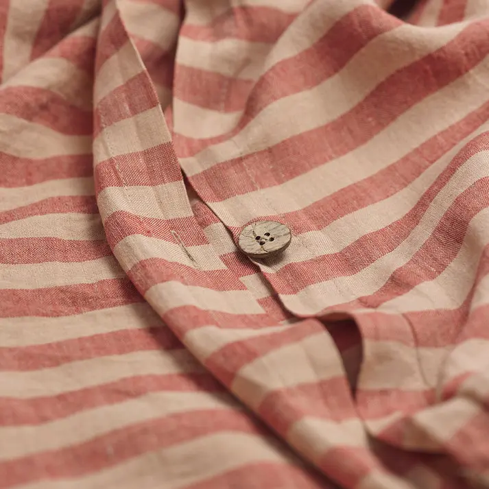 Sandstone Red Pembroke Stripe Linen & Cotton Blend Duvet Cover - Image 3