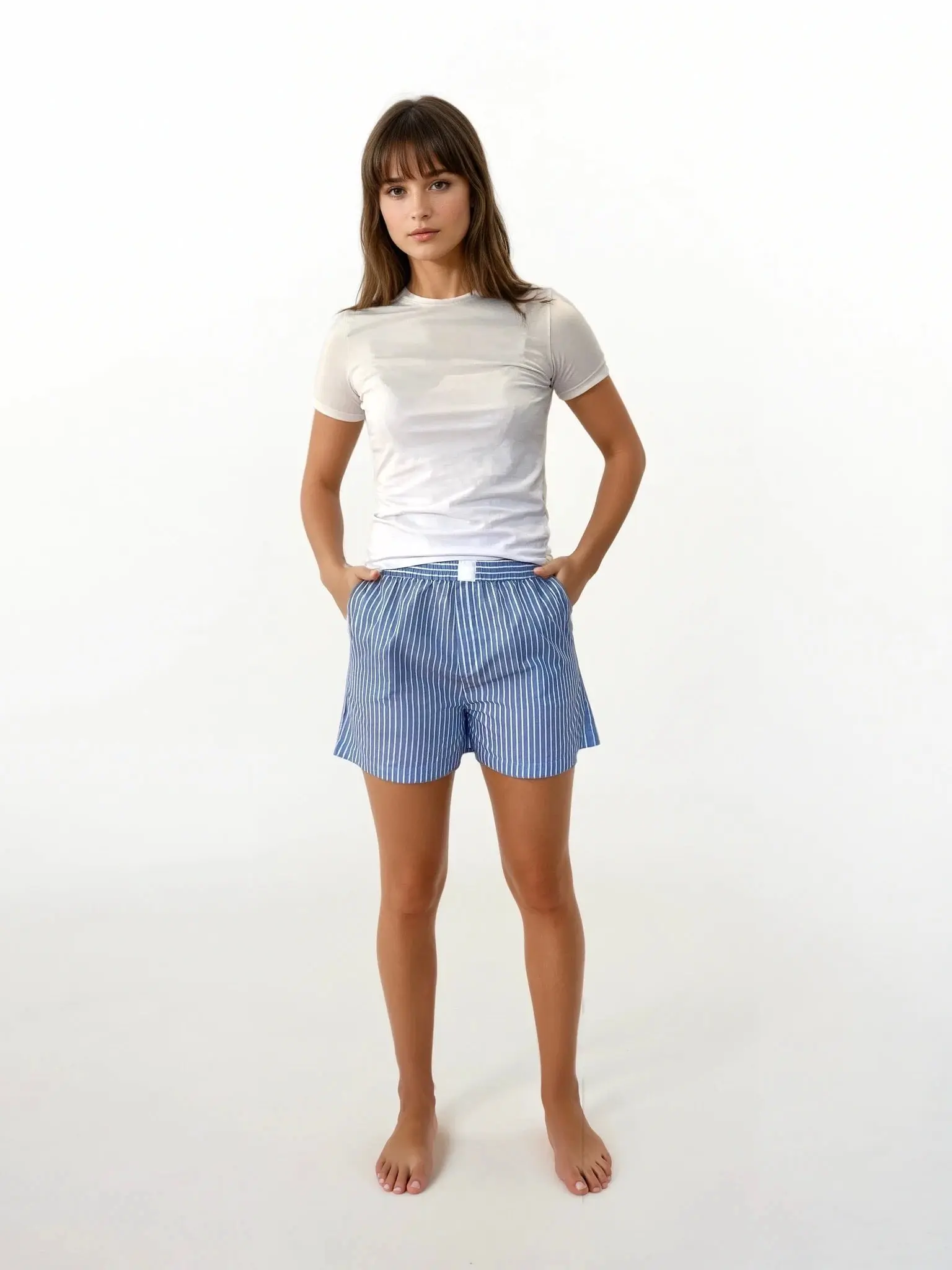 Santorini Boxer Shorts — Organic Cotton, White/Blue Stripe - Image 4