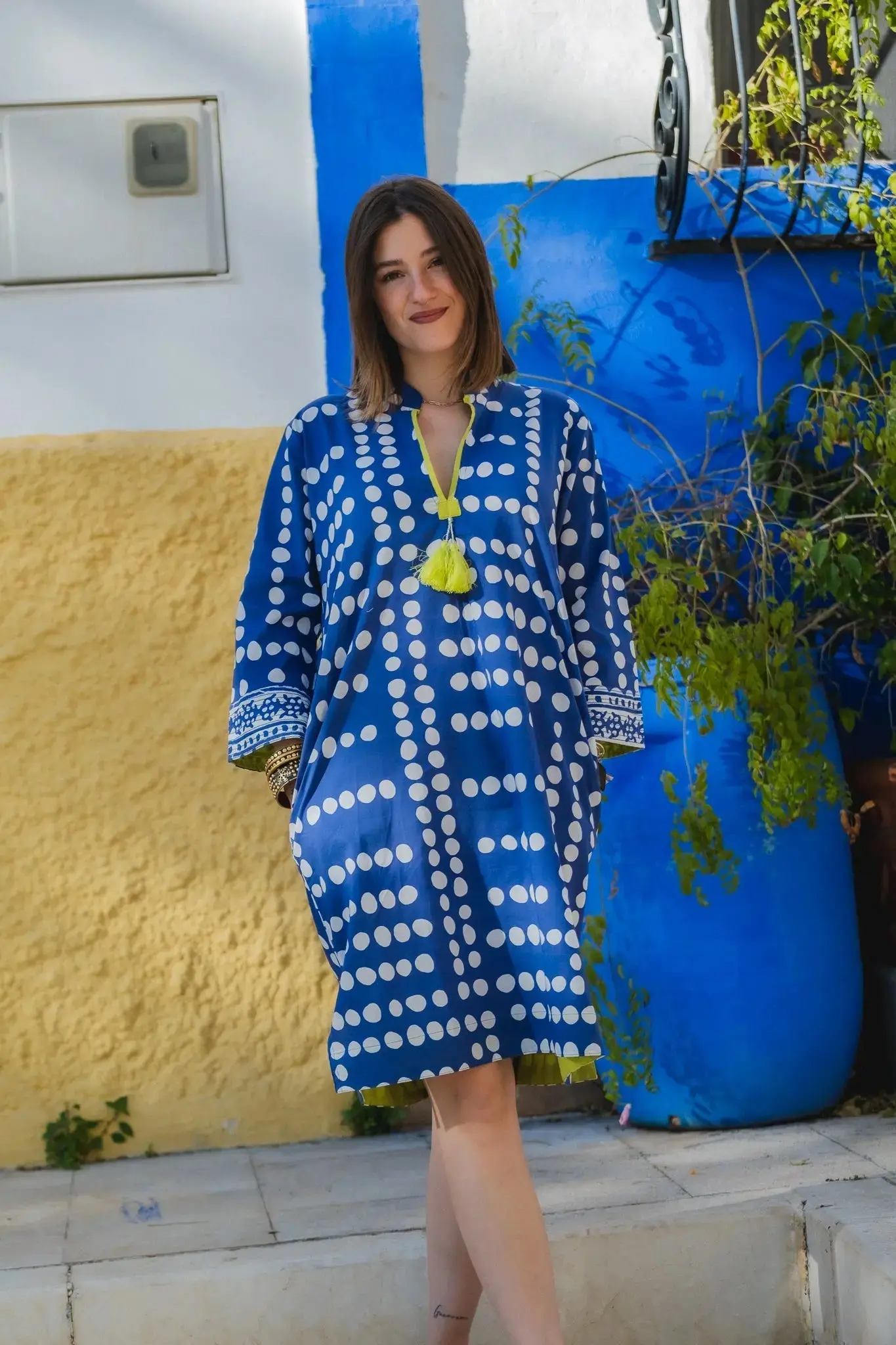 Sarina Blue Polka Cotton Tunic - Image 9