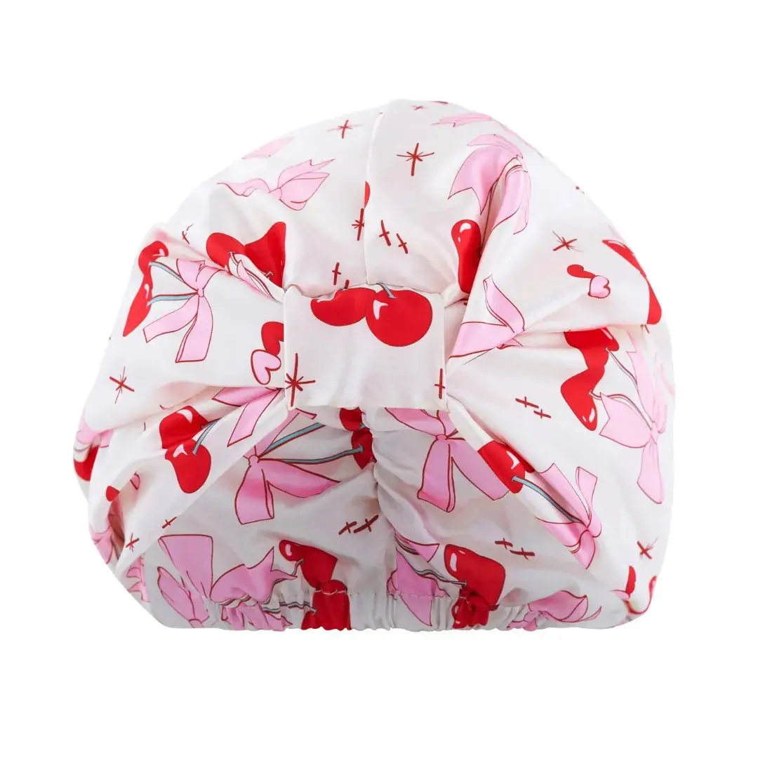 Cherry Bows Satin Sleep Turban - Image 4