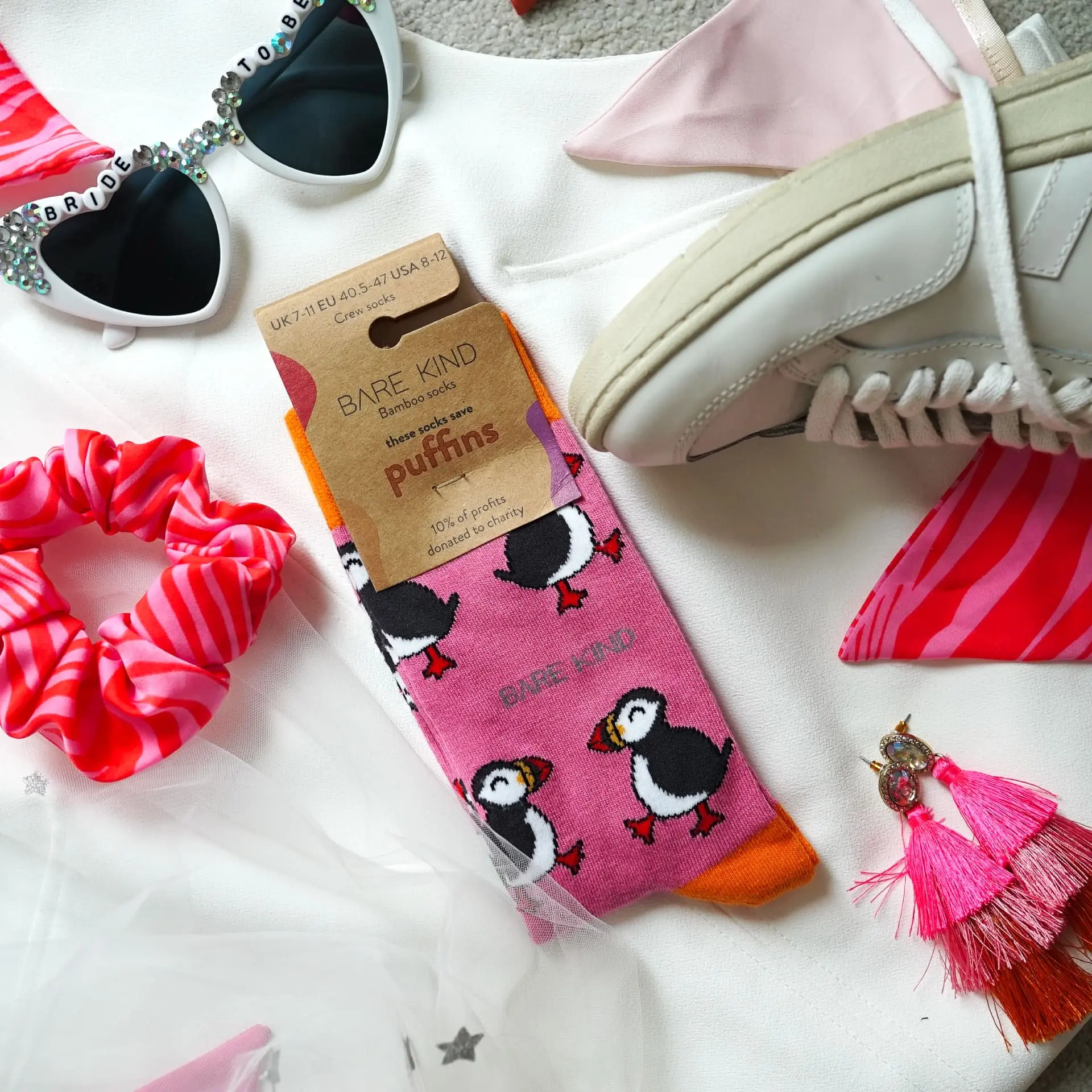 Save the Pink Puffin Bamboo Socks - Image 6