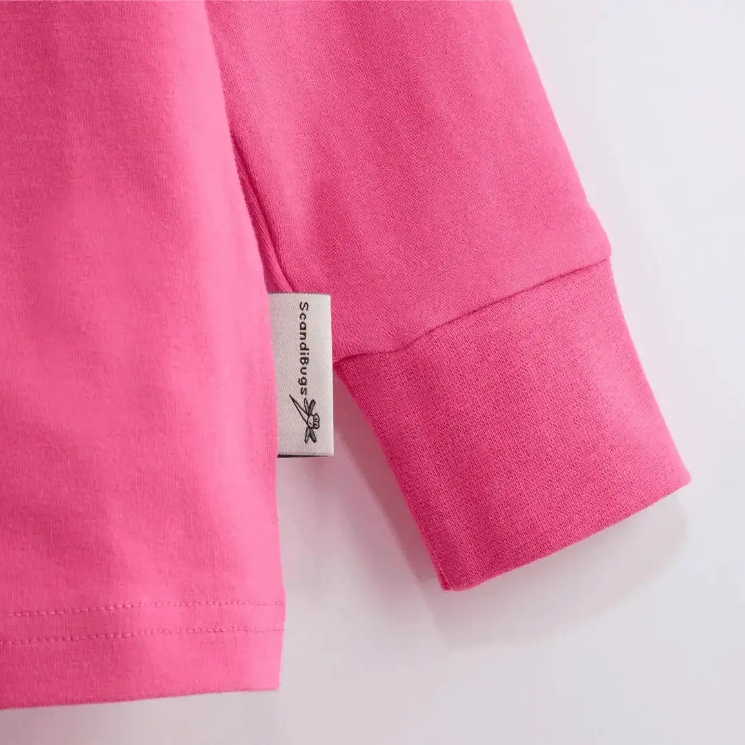 Bubblegum Pink Kids Organic Long Sleeve Top - Image 3