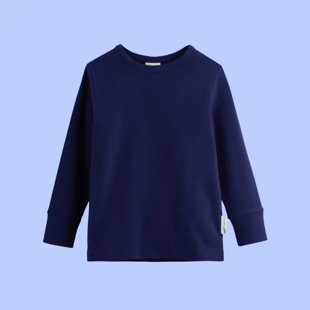 Deep Sea Navy Kids Organic Long Sleeve Top