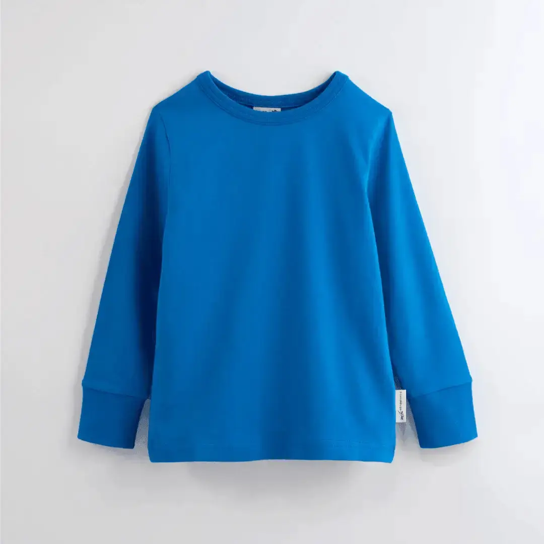Peacock Blue Kids Organic Long Sleeve Top - Image 2