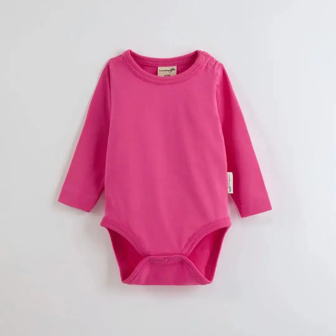 Bubblegum Pink Kids Organic Long Sleeve Vest - Image 3