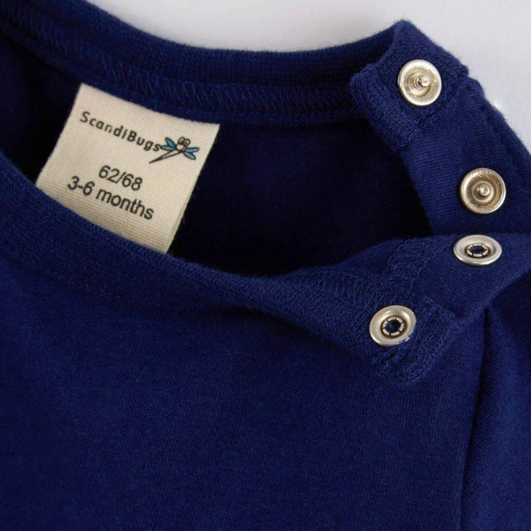 Deep Sea Navy Kids Organic Long Sleeve Vest - Image 4