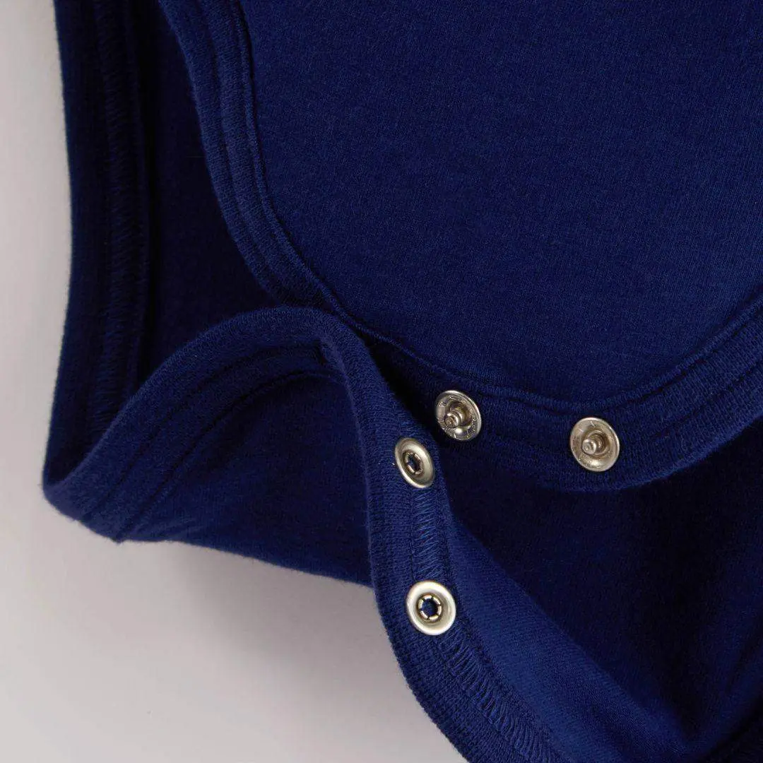 Deep Sea Navy Kids Organic Long Sleeve Vest - Image 5