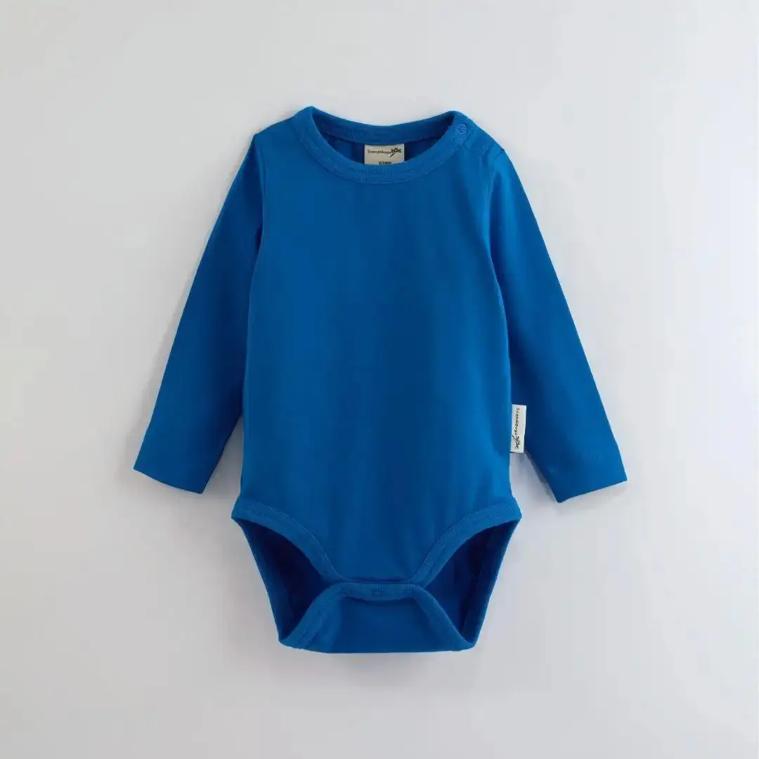Peacock Blue Kids Organic Long Sleeve Vest - Image 3