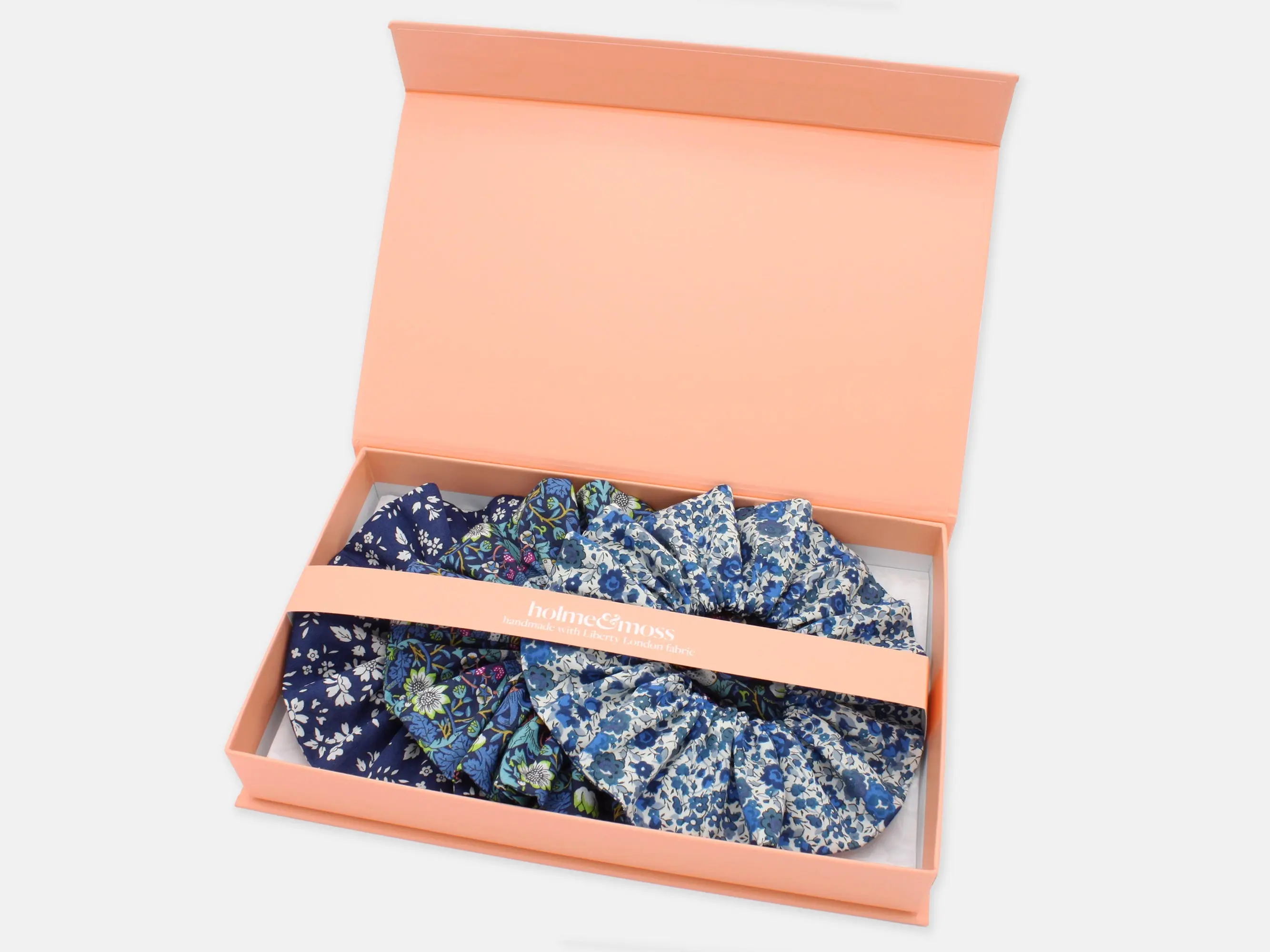 Scrunchie Gift Box, Liberty Print Shades of Blue Collection, Set of Three - Image 3