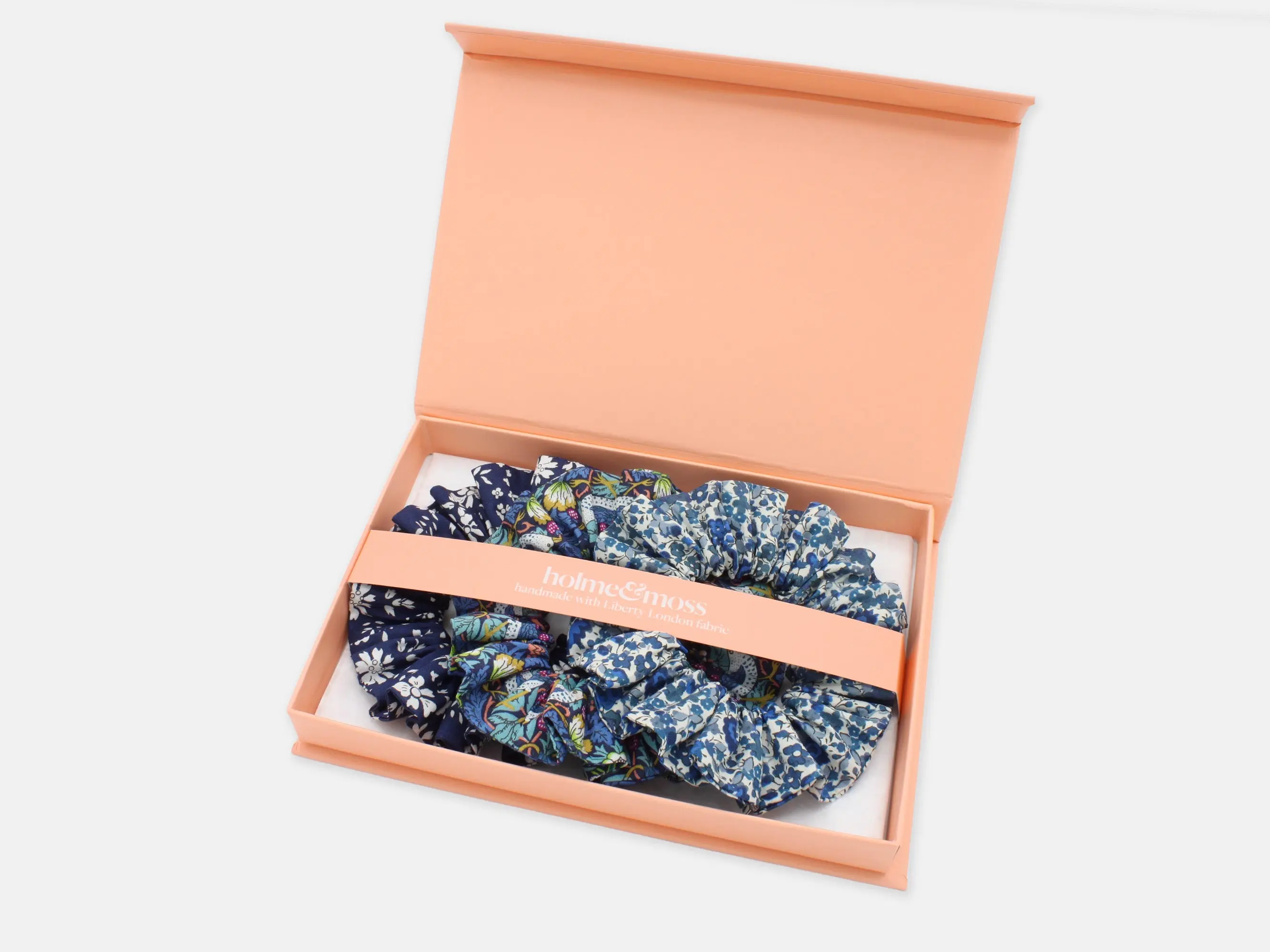 Scrunchie Gift Box, Liberty Print Shades of Blue Collection, Set of Three - Image 4