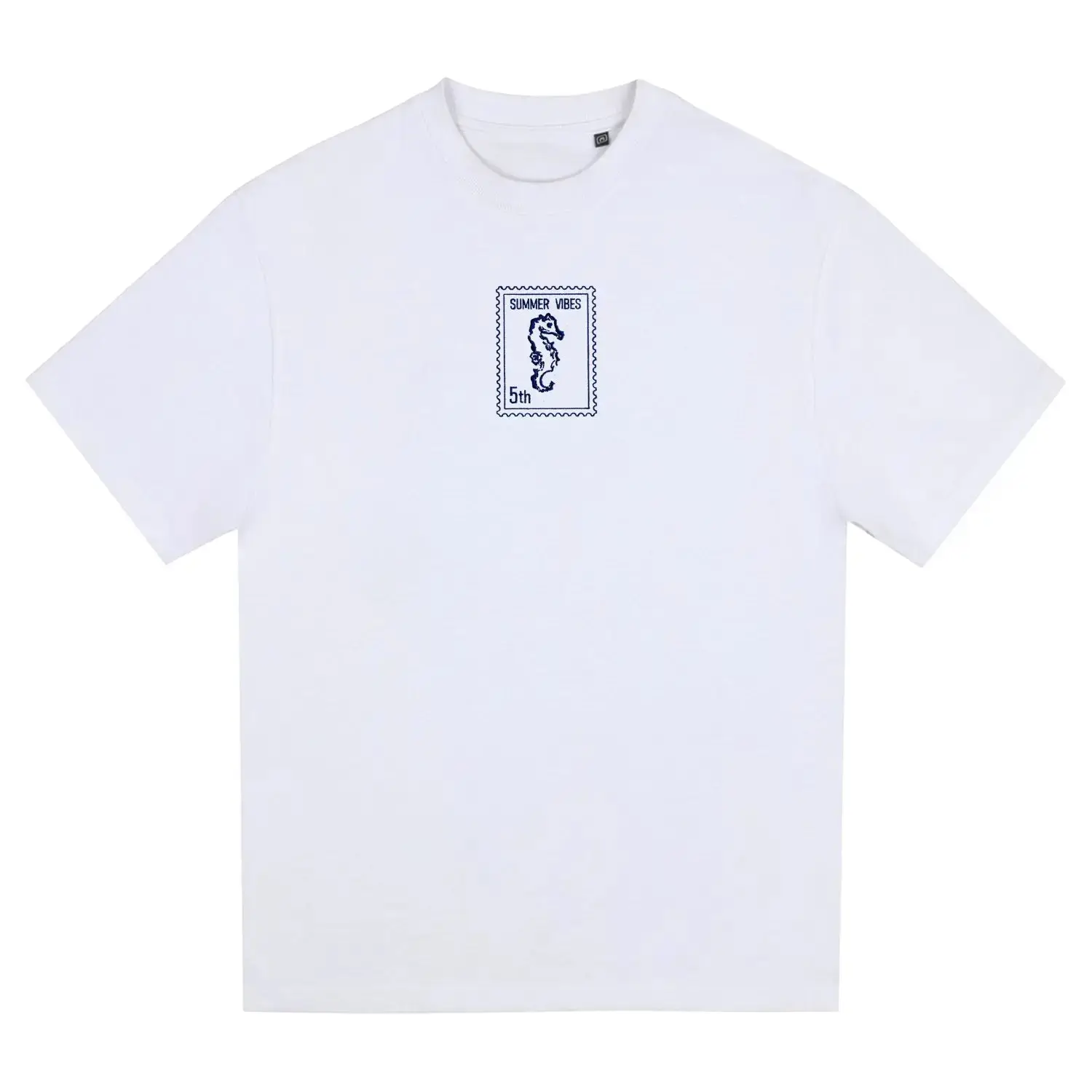 Seahorse - Summer Vibes 5th - Unisex Oversized T-Shirt - White - Image 3