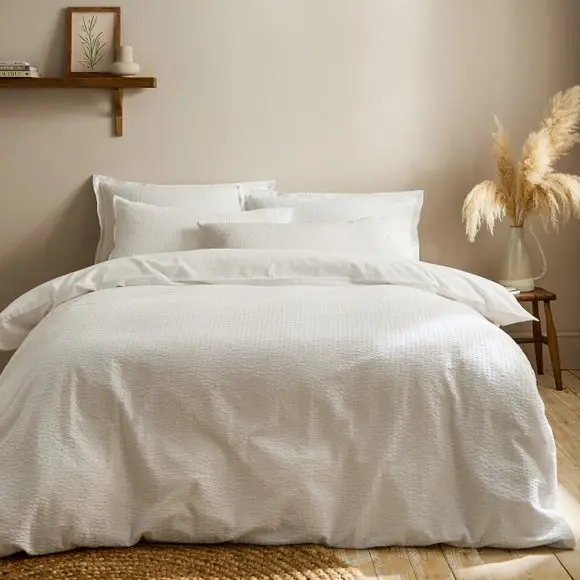 Seersucker Woven Cotton Duvet Cover & Pillowcase Set