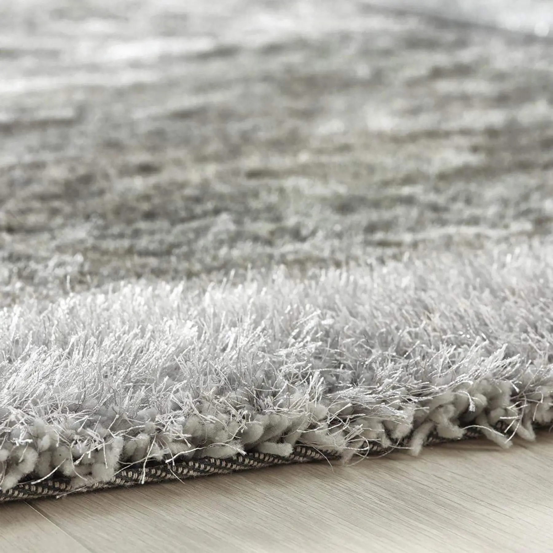 Shimmer Silver Grey Bordered Shaggy Rug - Image 3