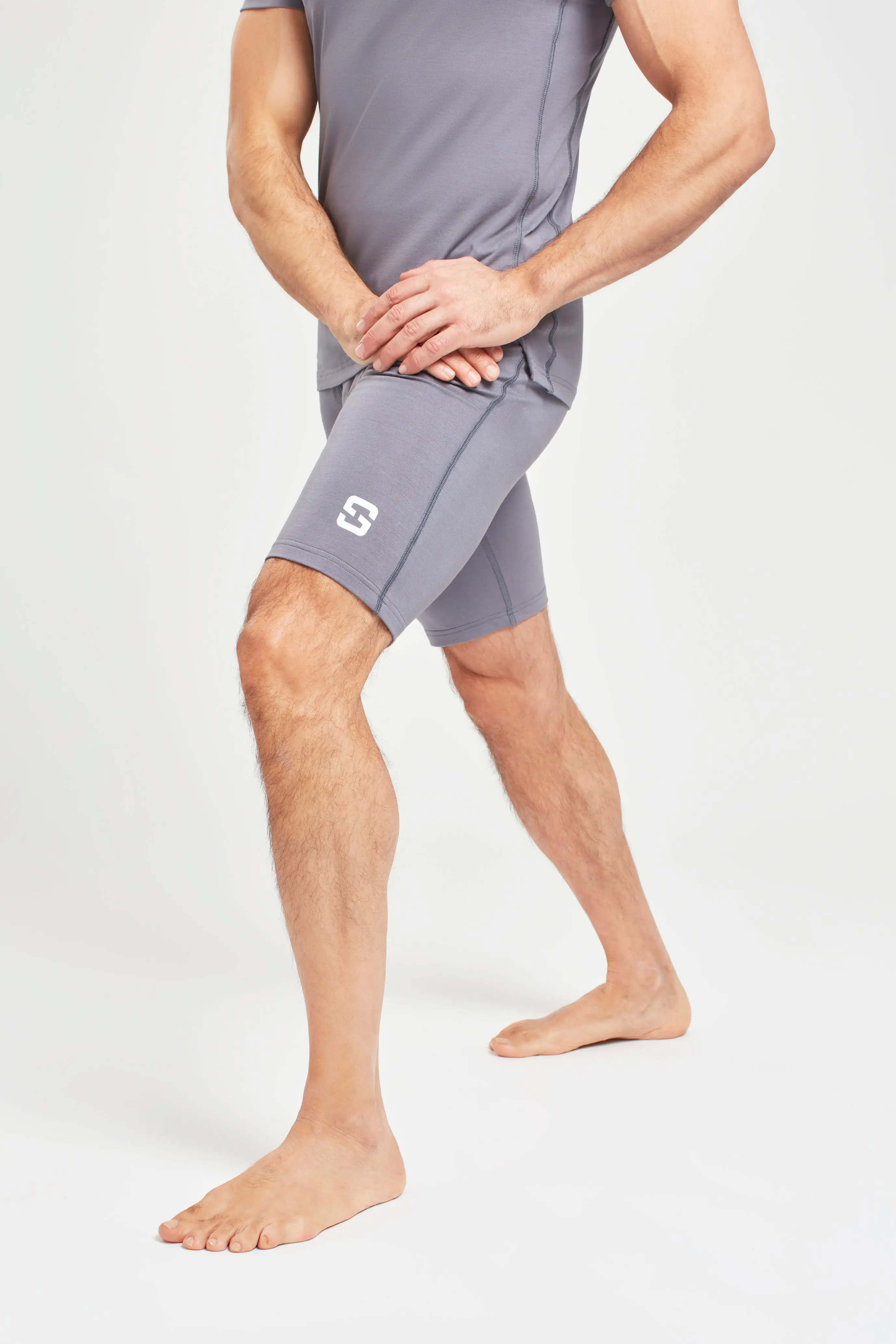 Pearl Grey Mens Gym Shorts - Image 3