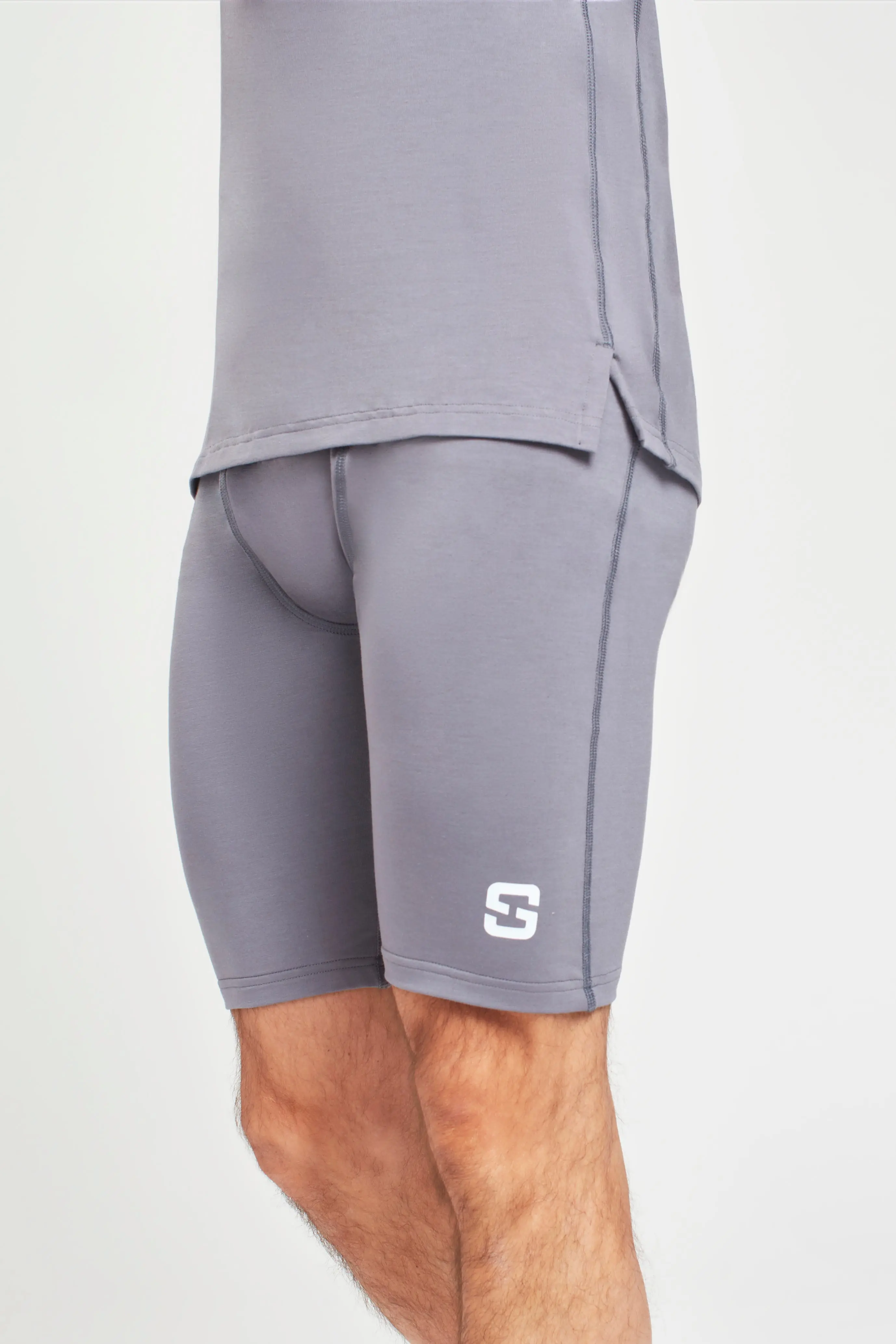 Pearl Grey Mens Gym Shorts - Image 4
