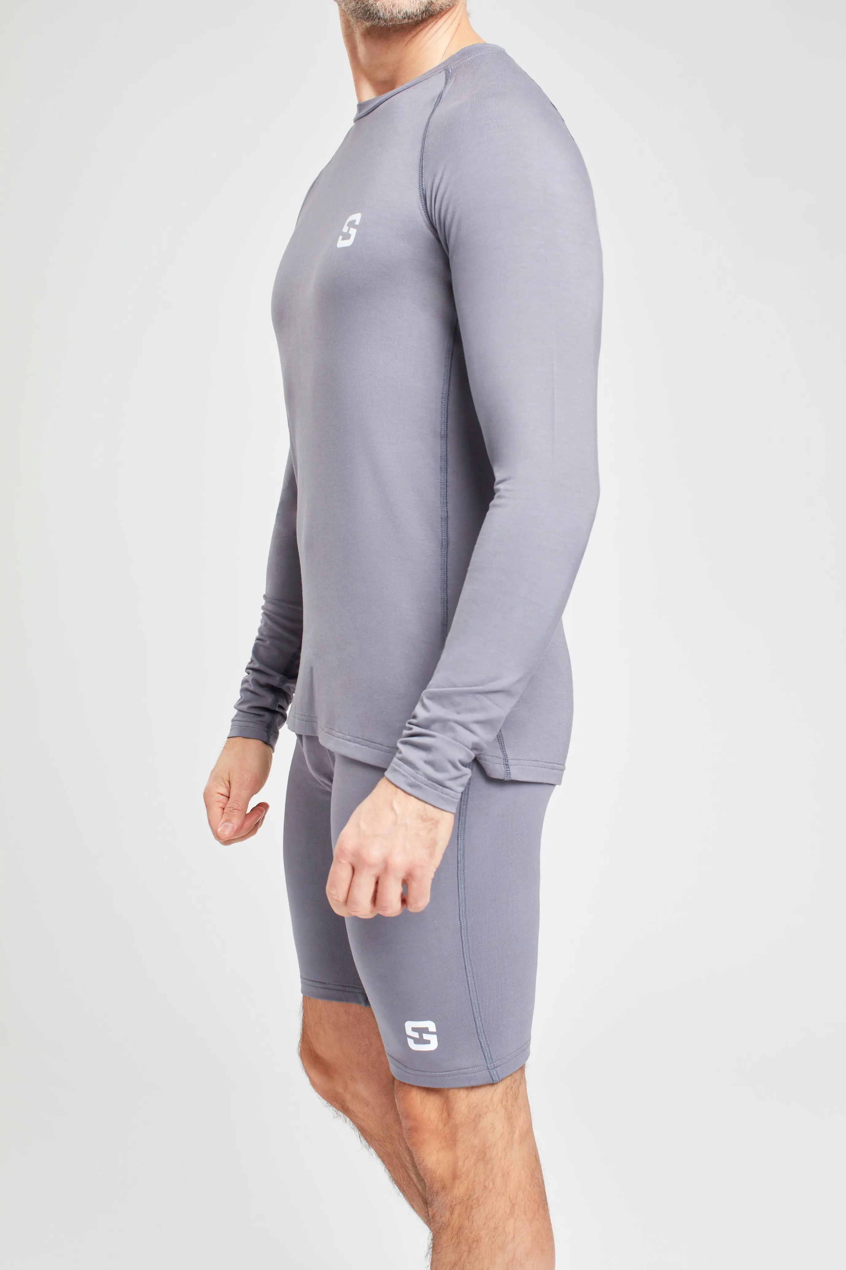 Pearl Grey Mens Gym Shorts - Image 5