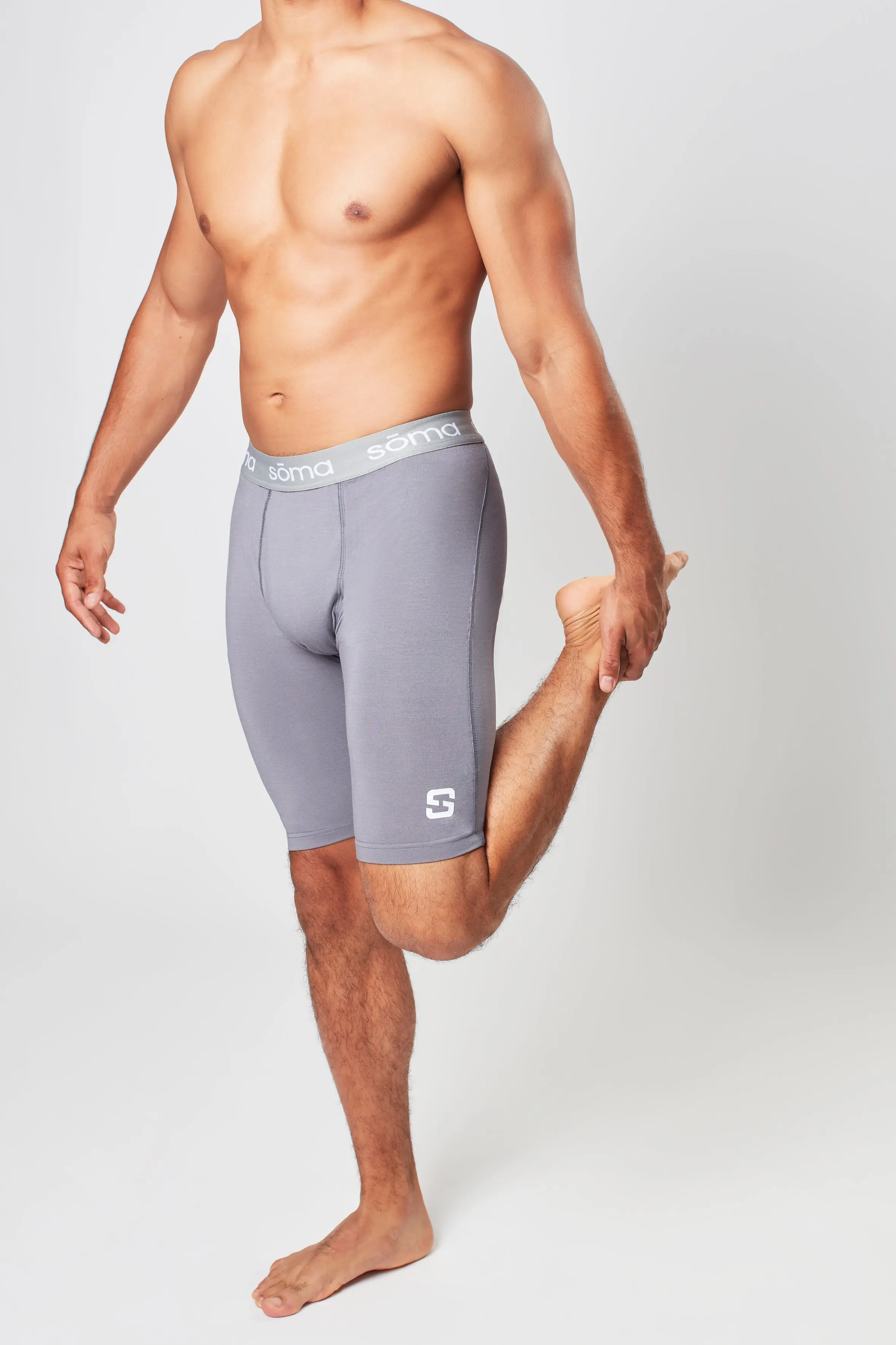 Pearl Grey Mens Gym Shorts - Image 6