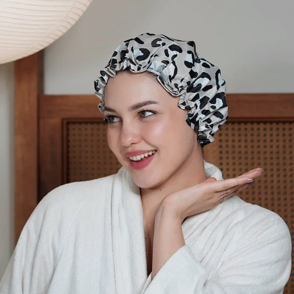 Grey Leopard Shower Cap - Image 3