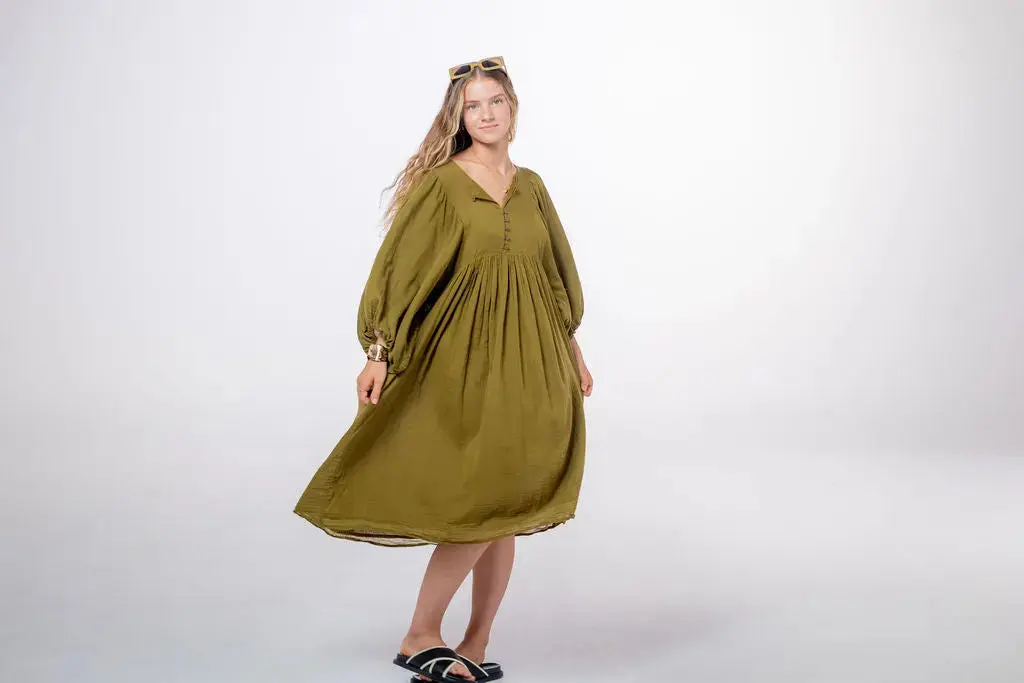 Shree Olive Green Midi Dress - Image 12