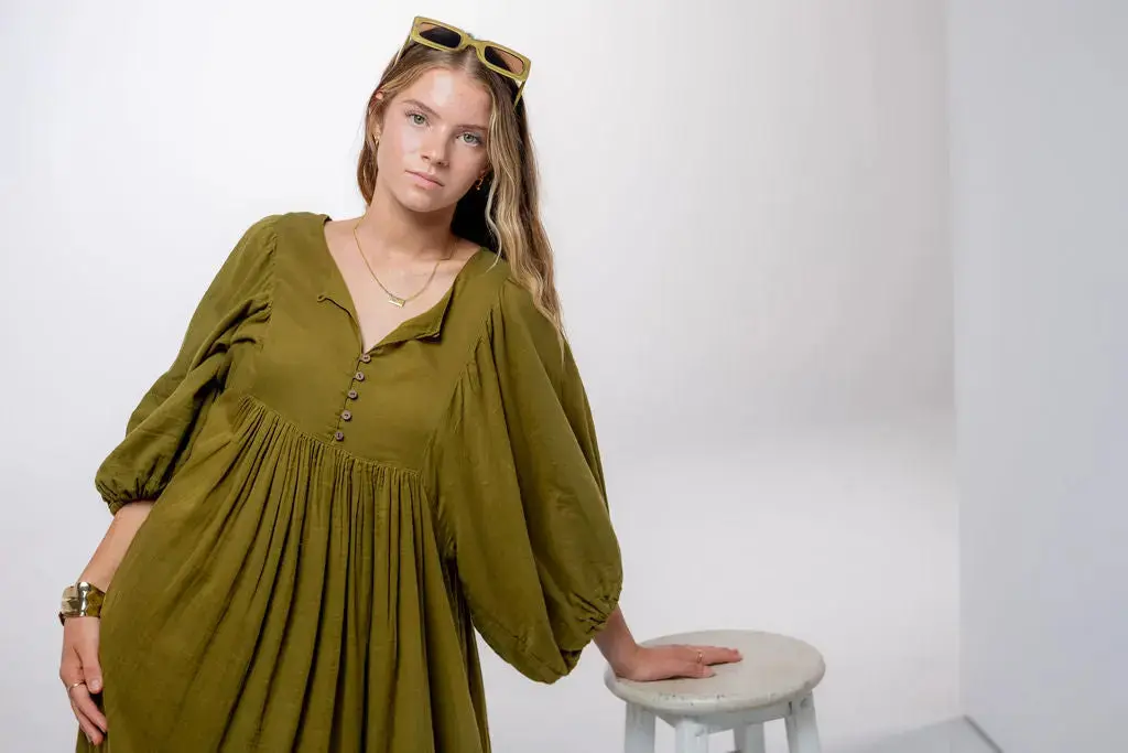 Shree Olive Green Midi Dress - Image 13