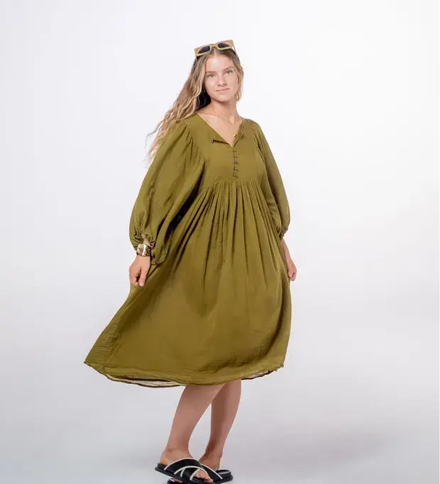 Shree Olive Green Midi Dress - Image 17