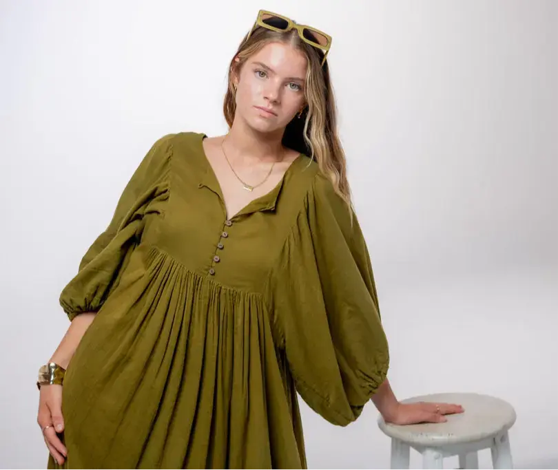 Shree Olive Green Midi Dress - Image 18